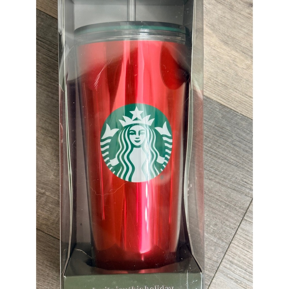Starbucks Holiday Iced Coffee Gift Set Metallic Red 24oz Tumbler Vanilla K-Cups